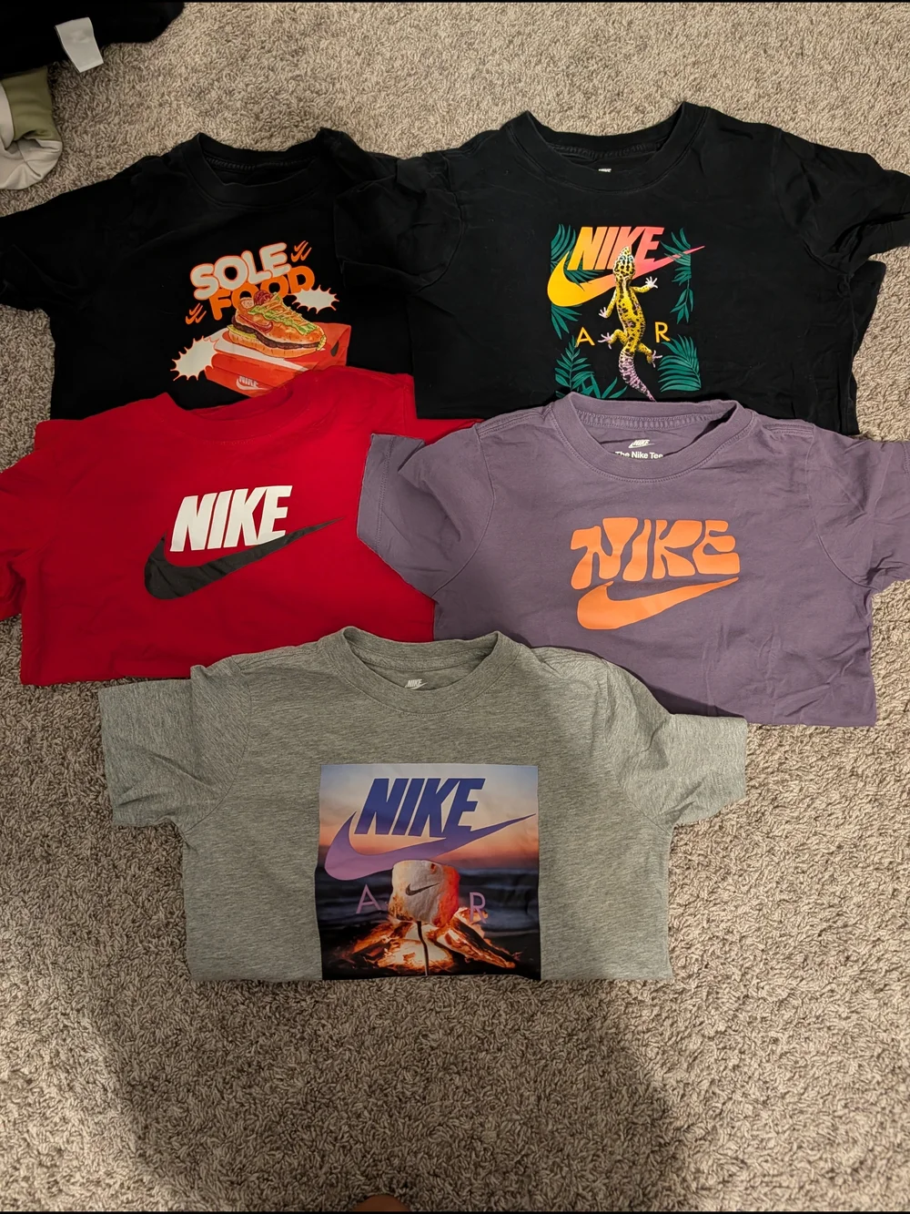 Nike Kids Short Sleeve Tees - Black, Red, Purple, Gray